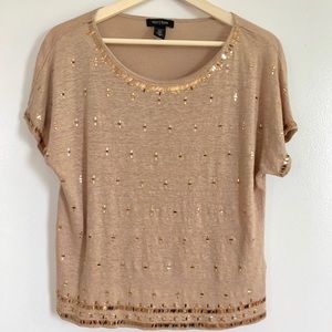 White House Black Market Gold Detail Tee